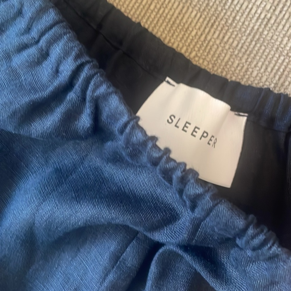 Sleeper 100% Linen Ruffle Lounge Short Navy XS - Picture 4 of 5